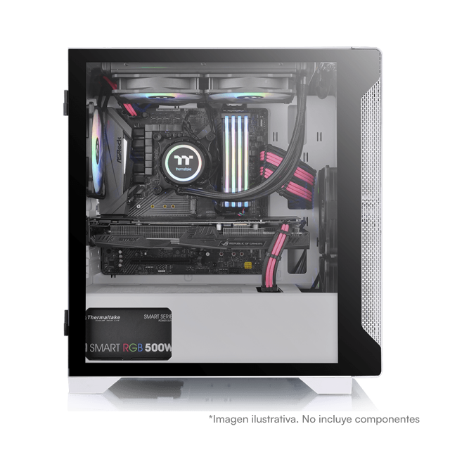 Gabinete Thermaltake S100 TG Snow Edition | Micro Torre: Mini ATX - Mini ITX | Cristal Templado | 1 Ventilador 120mm Preinstalado | Color Blanco | CA-1Q9-00S6WN-00