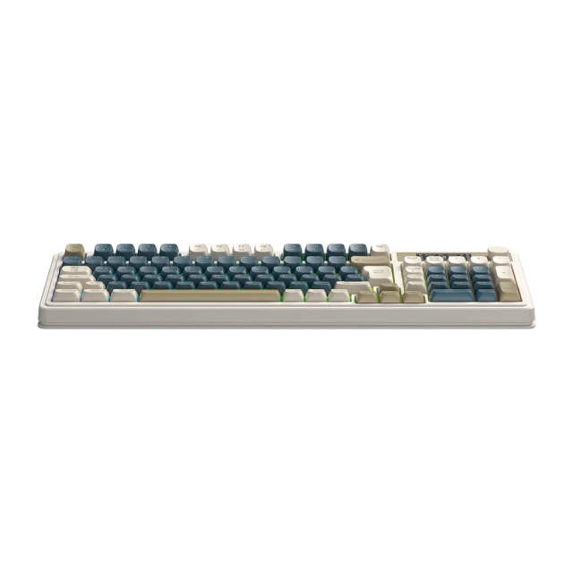 Teclado de Membrana Inalámbrico AULA Wind S99 PRO | Completo / 100% | Pantalla LED | Perilla Multimedia | 2.4 GHz / Bluetooth 5.0 / USB | Español | RGB | Blanco / Marrón / Azul | S99PRO RETRO GRAY (LIGHT CREAM + NAVY + BROWN)