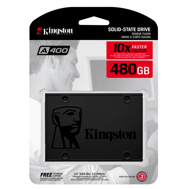 Unidad SSD 2.5" Kingston A400 480gb - SSD Sata Rev 3.0 500Mb/s - SA400S37/480G