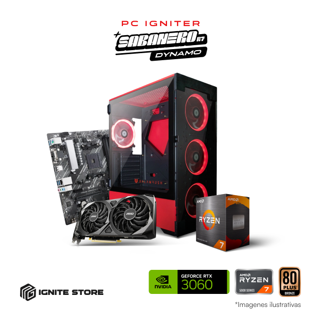 PC Igniter Sabanero Dynamo | R7 5800XT | RTX 3060 12GB | 16GB de RAM | SSD 1TB
