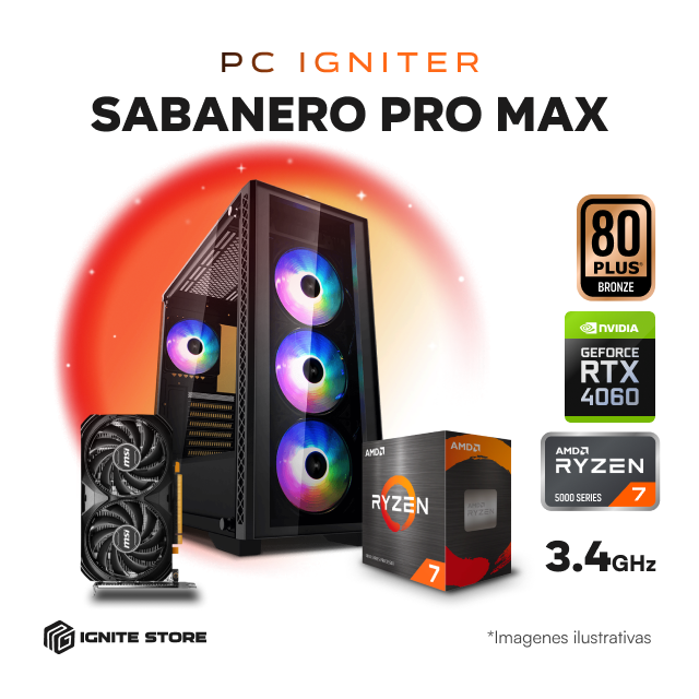 PC IGNITER SABANERO PRO MAX  - R7 5700X + 32GB + RTX 4060