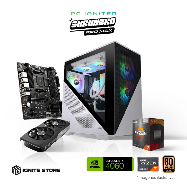 PC Igniter Sabanero Pro Max | R7 5800XT | RTX 4060 8GB | 32GB de RAM | SSD 1TB