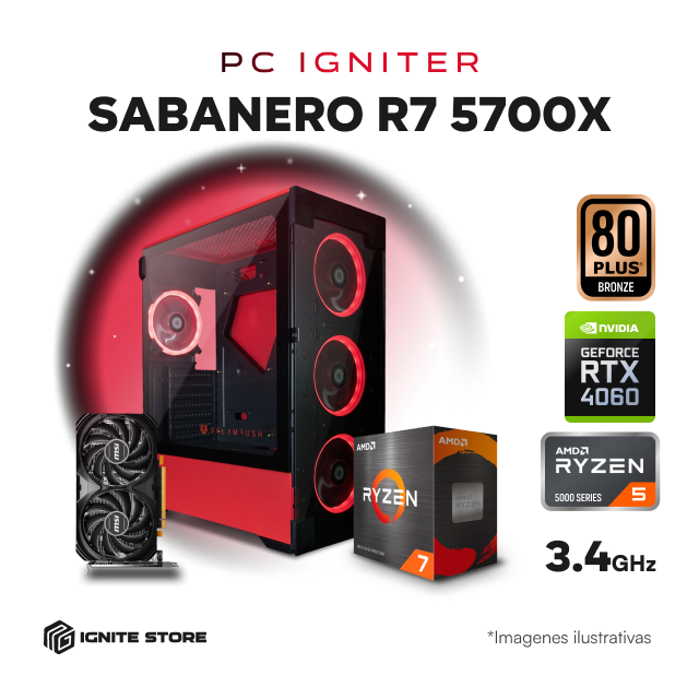 PC IGNITER SABANERO R7 5700X + RTX 4060