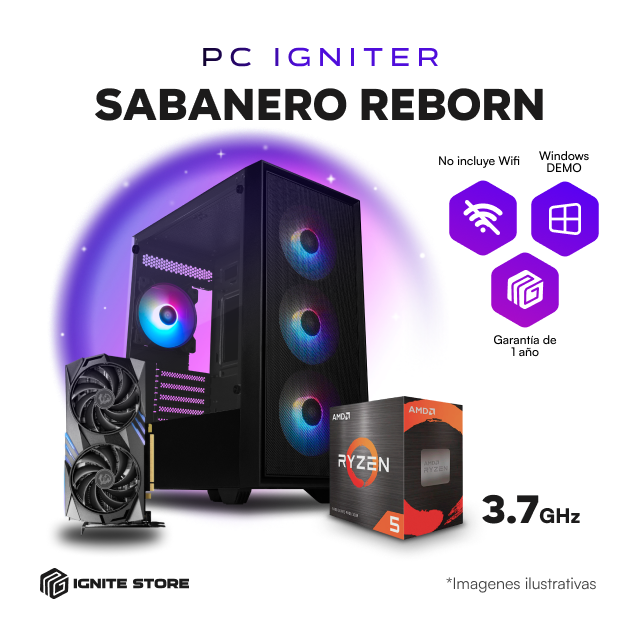  PC IGNITER SABANERO REBORN R5 5600X + RTX 4060 Ti 8GB