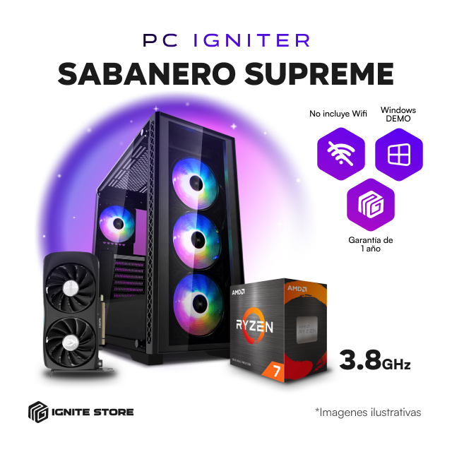 PC IGNITER SABANERO SUPREME R7 5800X + RTX 4060 Ti 8GB