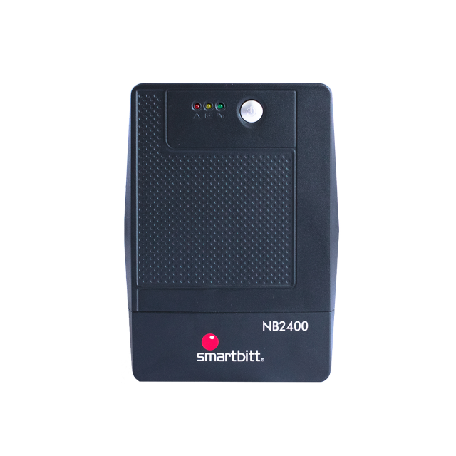 No Break Smartbitt SBNB2400M | 2400 VA / 1200 W | Onda Senoidal Simulada | 8 Contactos | Regulador AVR | Protección Telefónica | USB | Negro | SBNB2400M
