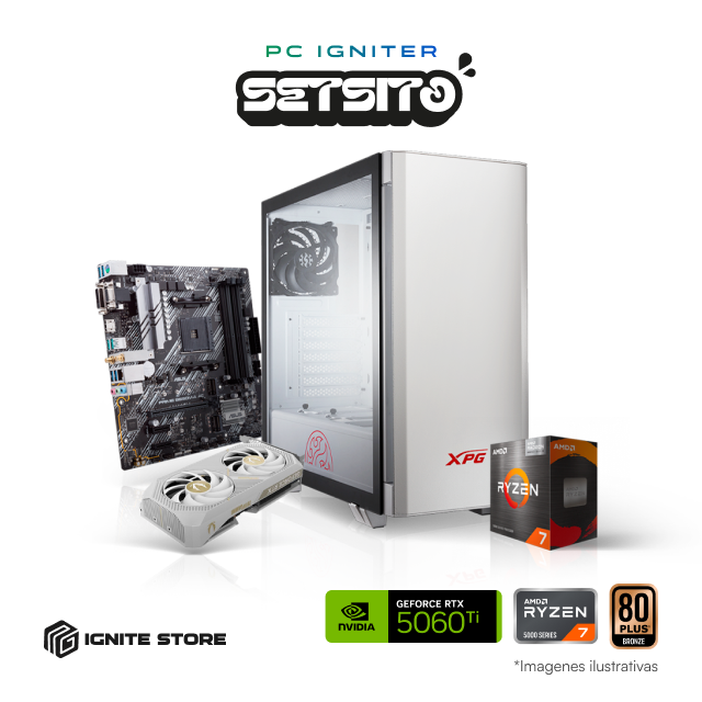 PC Igniter Setsito White | R7 5700X | RTX 5060 Ti 16GB | 32GB de RAM | SSD 1TB