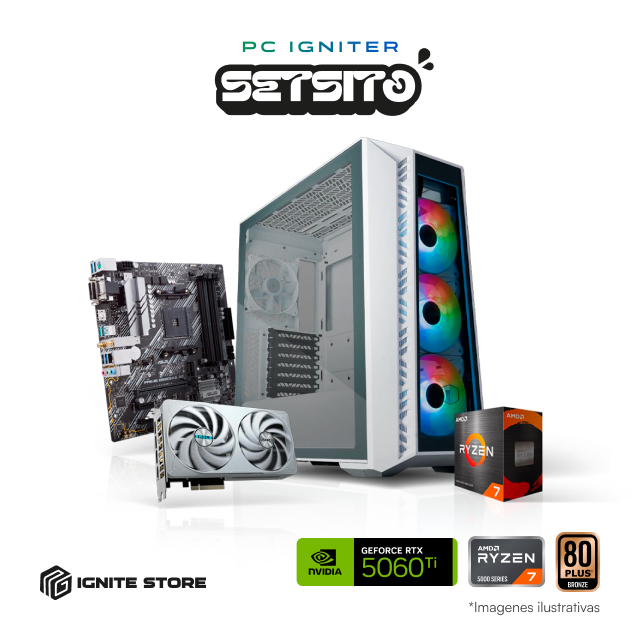 PC Igniter Setsito White | R7 5700X | RTX 5060 Ti 8GB | 32GB de RAM | SSD 1TB