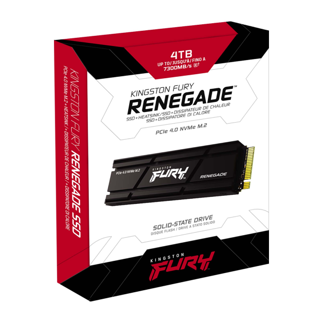 Unidad SSD Kingston FURY Renegade | 4 TB | M.2 | NVMe | 7,000 MB/s Escritura | 7,300 MB/s Lectura | PCI Express 4.0 | Compatible con PS5 | SFYRDK/4000G