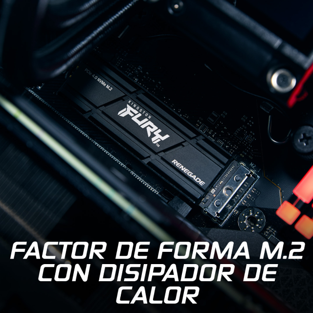 Unidad SSD Kingston FURY Renegade | 4 TB | M.2 | NVMe | 7,000 MB/s Escritura | 7,300 MB/s Lectura | PCI Express 4.0 | Compatible con PS5 | SFYRDK/4000G