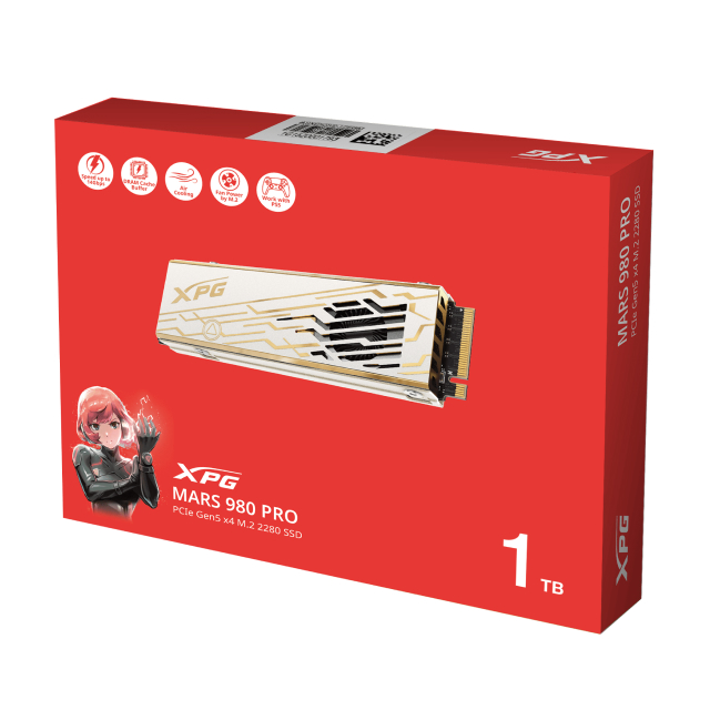 Unidad SSD ADATA XPG MARS 980 PRO | 1TB | M.2 | PCIe 5 | NVMe 2.0 | 14000MB/s Lectura | 13000MB/s Escritura | Blanco | SMAR-980P-1TCI