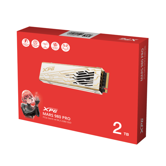 Unidad SSD ADATA XPG MARS 980 PRO | 2 TB | M.2 | NVMe | 13,000 MB/s Escritura | 14,000 MB/s Lectura | PCI Express 5.0 | Compatible con PS5 | SMAR-980P-2TCI