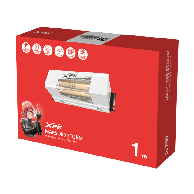 Unidad SSD ADATA XPG MARS 980 STORM | 1TB | M.2 | PCIe 5 | NVMe 2.0 | 14000MB/s Lectura | 13000MB/s Escritura | Blanco | SMAR-980S-1TCI