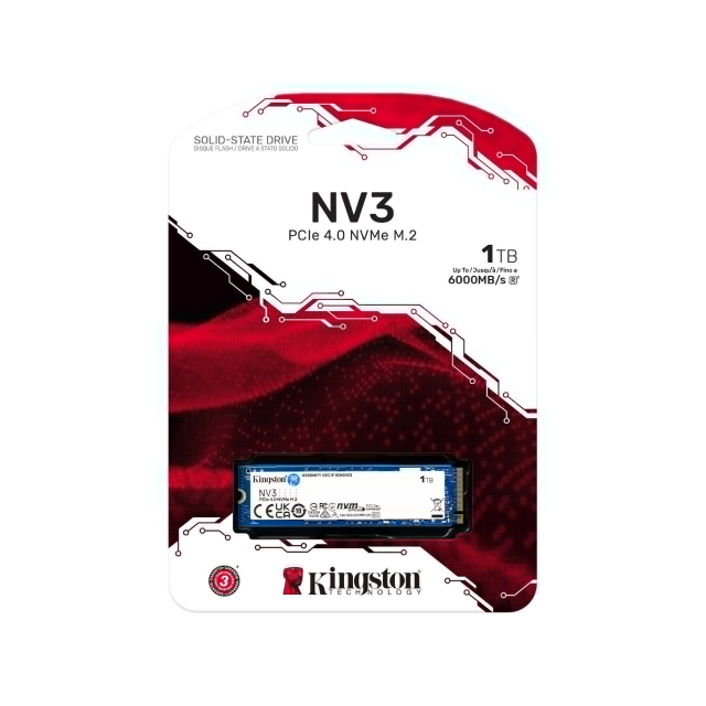 Unidad SSD Kingston SNV3S | 1TB | NVMe PCIe4 | M.2 | 6,000MB/s Lectura | 4,000MB/s Escritura | SNV3S/1000G