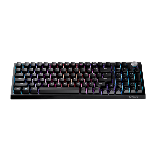Teclado Mecánico Alámbrico ADATA XPG SORCERER | 96% | Switch XPG Red | Perilla de Volumen | Cable USB-C Desmontable | Inglés | RGB | Negro | SORCERERRD-BKCES