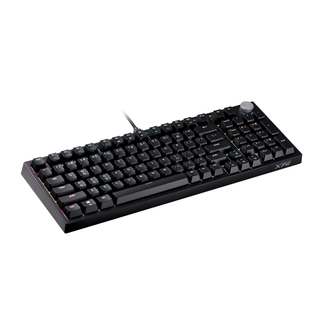 Teclado Mecánico Alámbrico ADATA XPG SORCERER | 96% | Switch XPG Red | Perilla de Volumen | Cable USB-C Desmontable | Inglés | RGB | Negro | SORCERERRD-BKCES