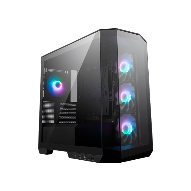 Gabinete MSI MAG PANO M100R PZ | Negro | Back-connect M-ATX | ITX | Vidrio Templado | 4 ventiladores (120 mm) Pre-Instalados | MAG PANO M100R PZ