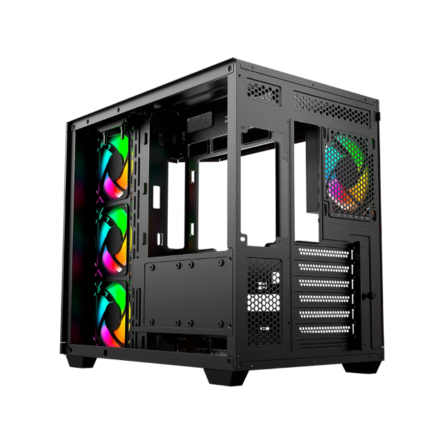Gabinete Balamrush Tank Master 9600TB | ATX , Micro-ATX , ITX | 4 ventiladores ARGB Preinstalados | Cristal Templado | Color Negro-Blanco | BR-938693