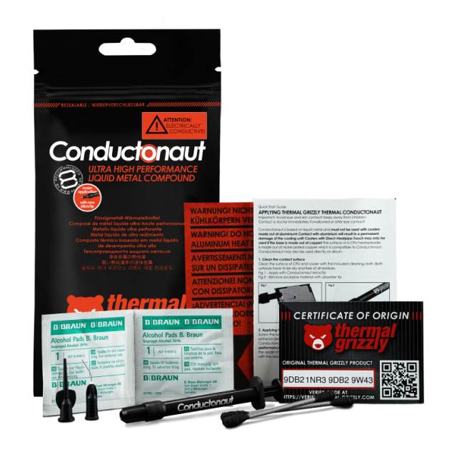 Metal Líquido Thermal Grizzly Conductonaut | 1 g | -50°C a +200°C | Plata | TG-C-001-R