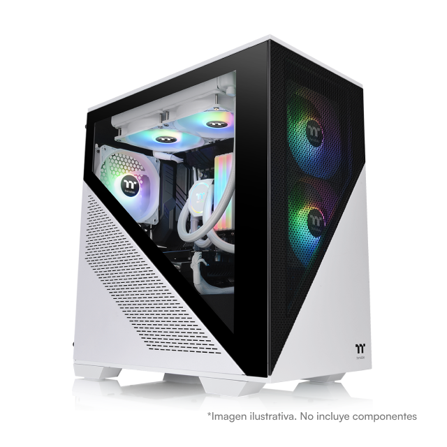 Gabinete Thermaltake Divider 170 TG Snow ARGB | Micro Tower | Cristal Templado 3mm | Ventiladores ARGB 120mm Presintalados x 2| Color Blanco - Negro | CA-1S4-00S6WN-00