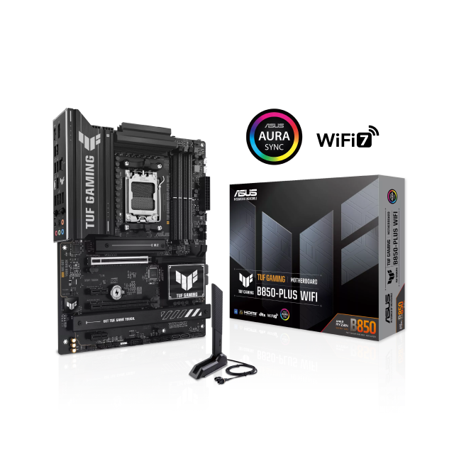 Tarjeta Madre ASUS TUF GAMING B850-PLUS WIFI | ATX | AM5 | AMD B850 | DDR5 (Hasta 256GB) | HDMI / DisplayPort | Wi-Fi 7 | Bluetooth 5.4 | Negro | TUF GAMING B850-PLUS WIFI