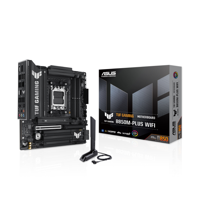 Tarjeta Madre ASUS TUF GAMING B850M-PLUS WIFI | Micro-ATX | AM5 | AMD B850 | DDR5 (Hasta 256GB) | Wi-Fi 6E | Bluetooth 5.3 | Negro | TUF GAMING B850M-PLUS WIFI
