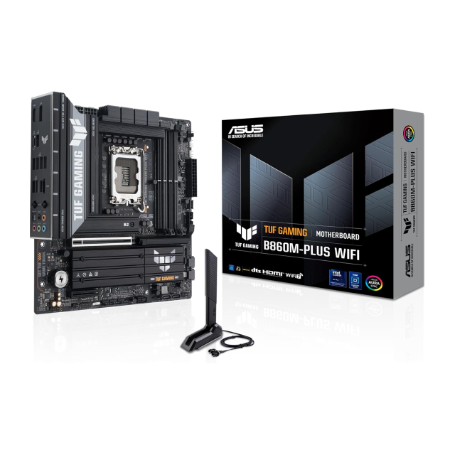 Tarjeta Madre ASUS TUF GAMING B860M-PLUS WIFI |  mATX | LGA1851 | Intel B860 | USB Type-C | DDR5 x4 (Max. 256GB) | Wi-Fi 7 / Bluetooth 5.4 |  TUF GAMING B860M-PLUS WIFI