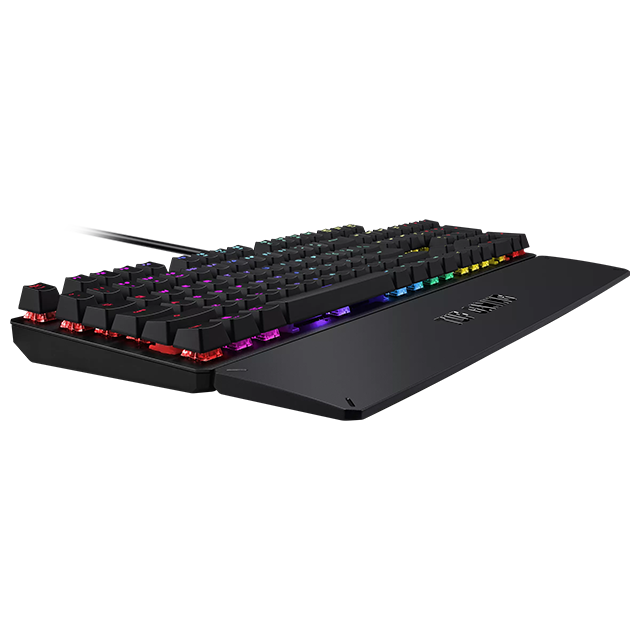 Teclado Gamer Asus TUF Gaming K3 - Mecánico - Con Reposamuñecas - Puerto USB 2.0 - Alámbrico - Negro - RGB