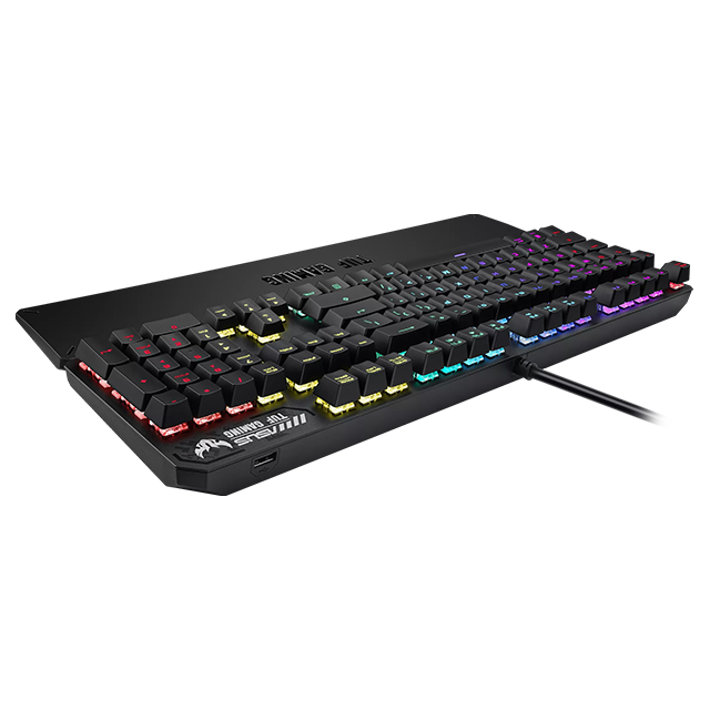 Teclado Gamer Asus TUF Gaming K3 - Mecánico - Con Reposamuñecas - Puerto USB 2.0 - Alámbrico - Negro - RGB