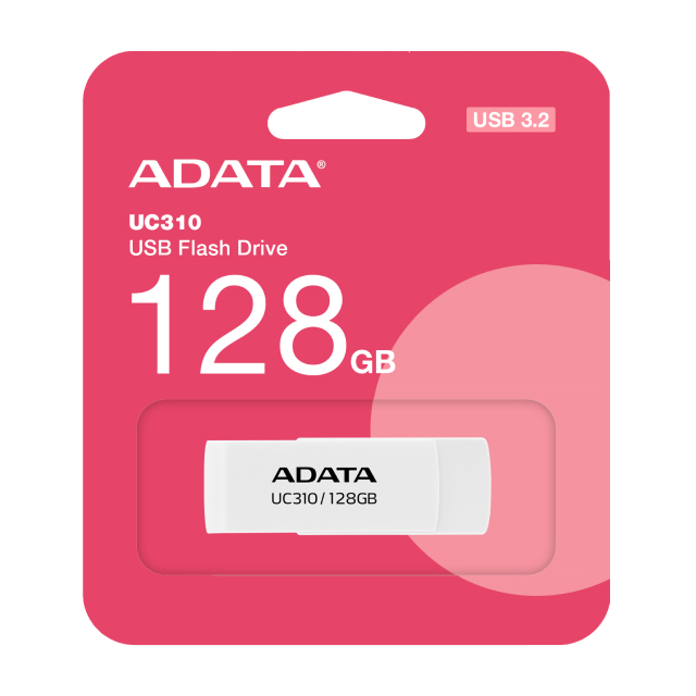 Memoria Flash USB ADATA UC310 | 128GB | USB 3.2 | Blanco | UC310-128G-RWH