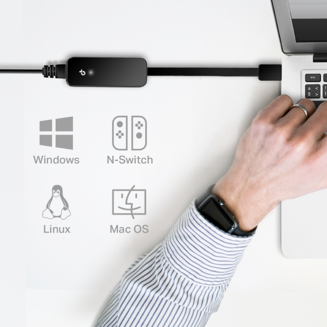 Adaptador USB a Ethernet TP-Link UE306 | USB 3.0 a RJ45 Gigabit 10 / 100 / 1000 Mbps | Para Laptop / PC / Nintendo Switch | Plug & Play | Negro | UE306