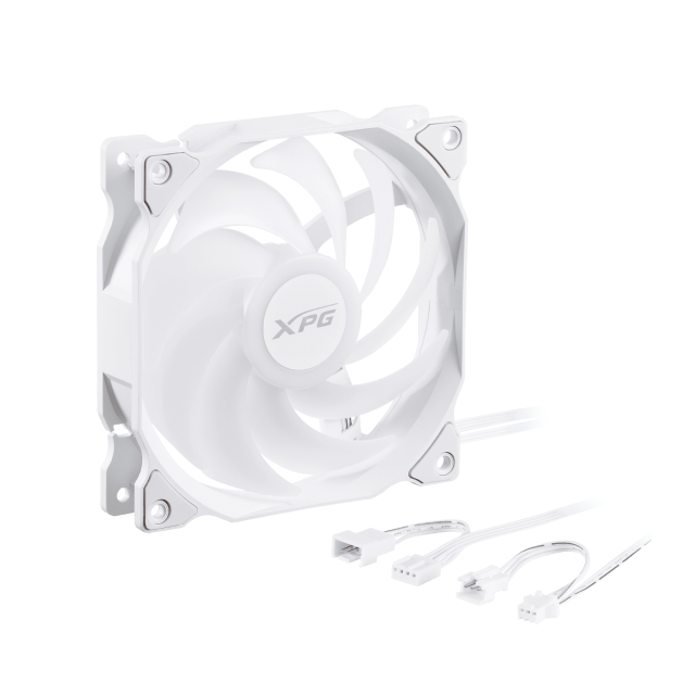 Kit de 3 Ventiladores ADATA XPG VENTO 120 ARGB PWM | 120 mm | Hasta 1,850 RPM | 24 dBA | 4 Pines | ARGB | Blanco | VENTO120ARGBPWM3C-WHCWW