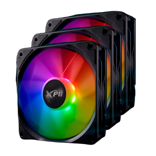 Kit de 3 Ventiladores ADATA XPG VENTO 120 ARGB PWM | 120 mm | 300 a 1850 RPM | 24 dBA | 4 Pines | ARGB | Negro | VENTOR120ARGBPWM3C-BKCWW