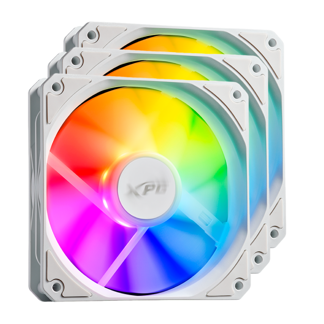 Kit de 3 Ventiladores ADATA XPG VENTO 120 ARGB PWM | 120 mm | 300 a 1850 RPM | 24 dBA | 4 Pines | ARGB | Blanco | VENTOR120ARGBPWM3C-WHCWW