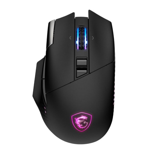 Mouse Gamer Inalámbrico MSI VERSA PRO WIRELESS | Hasta 80 Horas de Batería | Sensor Óptico OMRON | 13 Botones Programables | MSI SWIFTSPEED 2.4GHz / Bluetooth 5.3 / Alámbrico USB 2.0 | RGB | Negro | VERSA PRO W