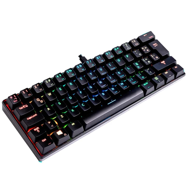 Teclado Gamer VSG Mintaka - Mecánico - Switch Kaihl Azul - Estructura Metálica - 60% - Alámbrico - Español - Negro - RGB - VG-KM981-BLK-BLUE