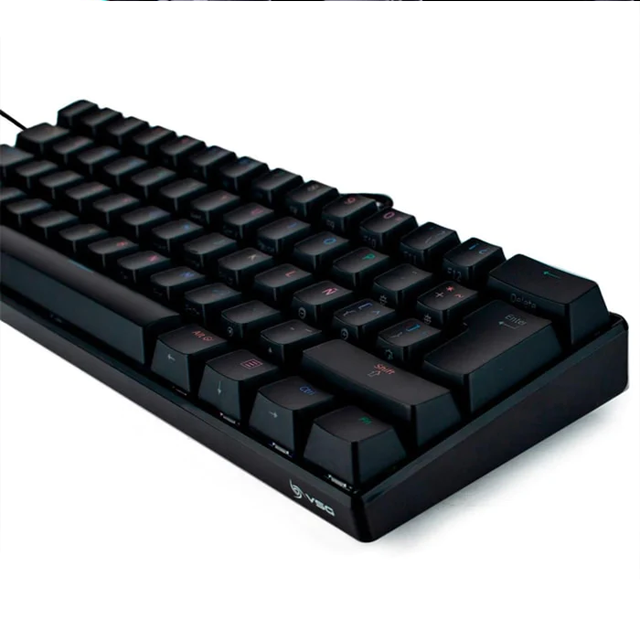 Teclado Gamer VSG Mintaka - Mecánico - Switch Kaihl Azul - Estructura Metálica - 60% - Alámbrico - Español - Negro - RGB - VG-KM981-BLK-BLUE