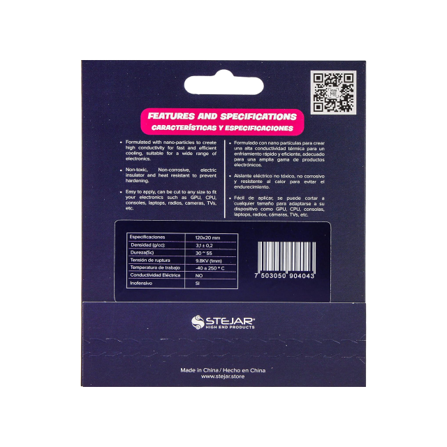 Thermal Pad Stejar | 120x20x1.0mm | 12.8 W/MK | Alto Rendimiento | VP-WVR-DF-120-20-10