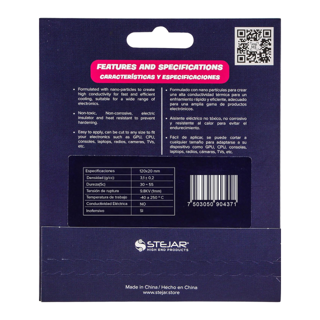 Thermal Pad Stejar | 120 x 20 x 2.0mm | 12.8 W/MK | Alto Rendimiento | VP-WVR-DF-120-20-20