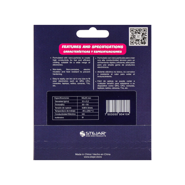Thermal Pad Stejar | 95x45x0.5mm | 12.8 W/MK | Alto Rendimiento | VP-WVR-DF-95-45-15