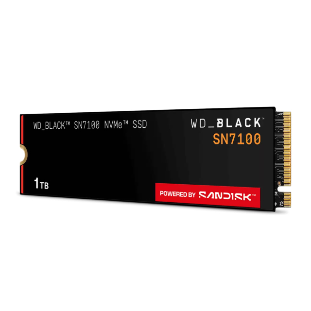 Unidad SSD SanDisk WD_BLACK SN7100 NVMe | 1TB | M.2 | PCIe 4 | NVMe | 7250 MB/s Lectura | 6900 MB/s Escritura | Negro | WDS100T4X0E-00CJA0