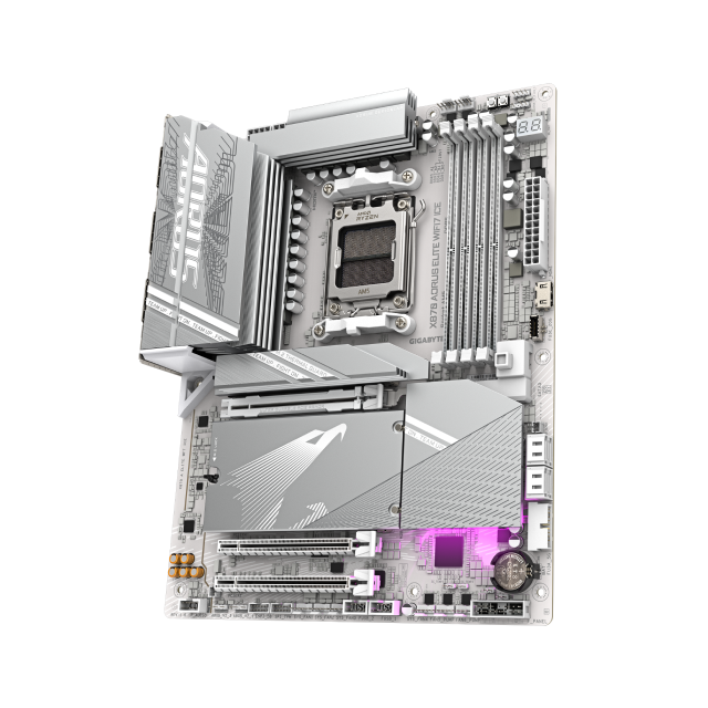 Tarjeta Madre GIGABYTE X870 AORUS ELITE WIFI7 ICE | ATX | Socket AM5 | Chipset AMD X870 | DDR5 (Hasta 256GB) | HDMI / USB-C | Wi-Fi 7 | Bluetooth 5.4 | Blanco | X870 A ELITE WF7 ICE