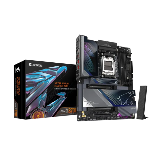 Tarjeta Madre GIGABYTE AORUS MASTER X3D | ATX | Socket AM5 | Chipset AMD X870E | DDR5 (Hasta 256GB) | HDMI / USB-C | Wi-Fi 7 | Bluetooth 5.4 | Negro | X870E A MASTER X