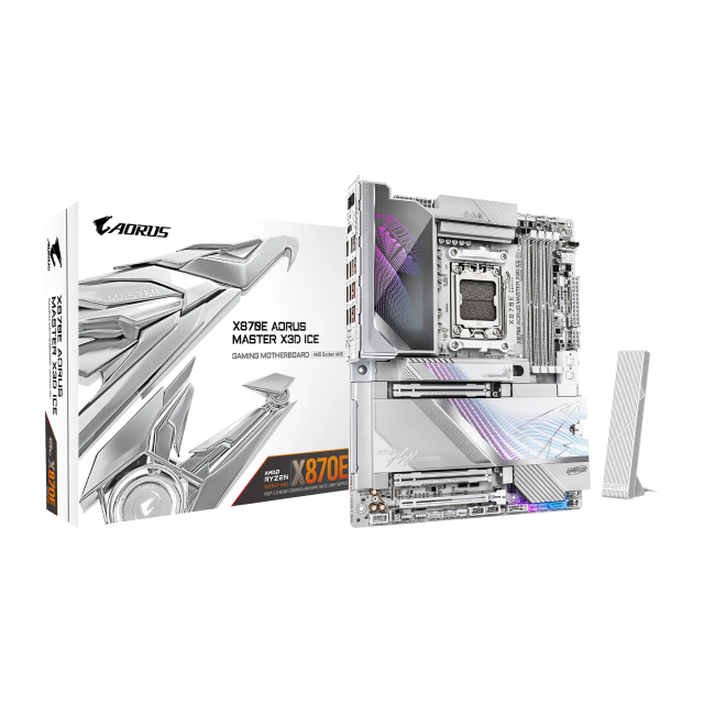 Tarjeta Madre Gigabyte X870E AORUS MASTER X3D ICE | ATX | Socket AM5 | Chipset AMD X870E | 4 x DDR5 (Hasta 256GB) | 2 x HDMI / 2 x USB-C | WiFi 7 | Bluetooth 5.4 | Blanco | X870E A MASTER X ICE