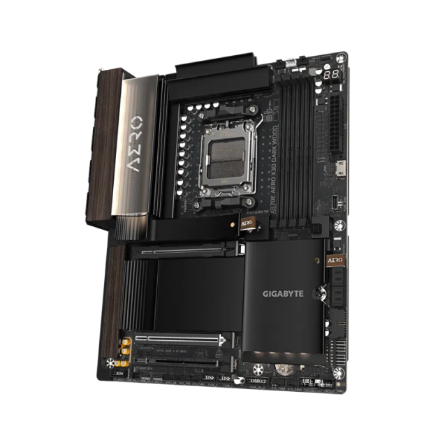 Tarjeta Madre GIGABYTE X870E AERO X3D WOOD | ATX | Socket AM5 | Chipset AMD X870E | DDR5 (Hasta 256GB) | 1 X HDMI / 2 x USB-C | Wi-Fi 7 | Bluetooth 5.4 | Detalles de Madera | Negro | X870E AERO X DK WOOD