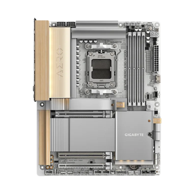 Tarjeta Madre GIGABYTE X870E AERO X3D WOOD | ATX | Socket AM5 | Chipset AMD X870E | DDR5 (Hasta 256GB) | 1 X HDMI / 2 x USB-C | Wi-Fi 7 | Bluetooth 5.4 | Detalles de Madera | Blanco | X870E AERO X WOOD