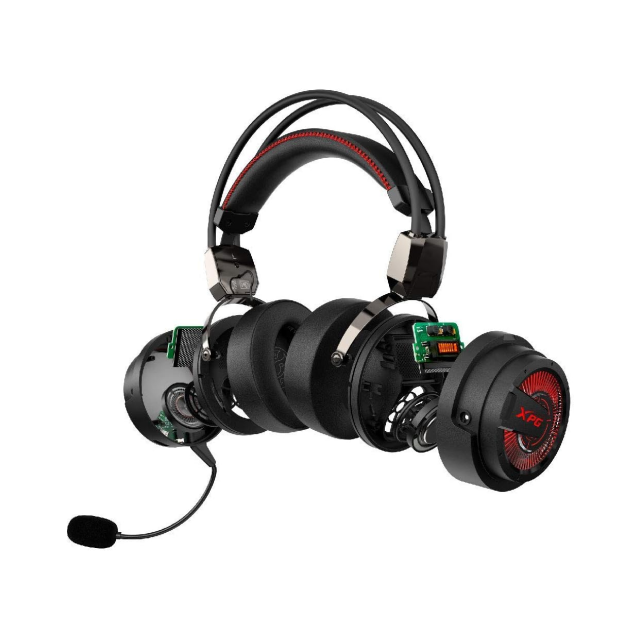 Diadema Gamer Alámbrica ADATA XPG PRECOG | Micrófono Desmontable con Tecnología de Cancelación de Ruido Ambiental (ENC) | Sonido Envolvente 7.1 | Incluye Estuche | Cable USB / Jack 3.5mm | PC / Móvil / Nintendo Switch / PS4 | LED Rojo | Negro | XPG PRECOG