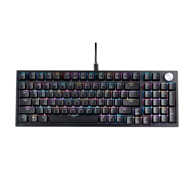 Teclado Gamer Mecánico Alámbrico ADATA XPG Sorcerer | 96% | Switch XPG Red Hot-Swap | Gasket Mount | Perilla de Volumen | Inglés | RGB | Negro | SORCERERRD-BKCWW