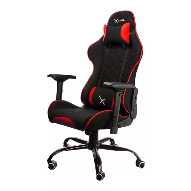 SILLA GAMER XZEAL XZ25 | NEGRA / ROJO | MATERIAL TEXTIL  |BASE METALICA | XZSXZ25R