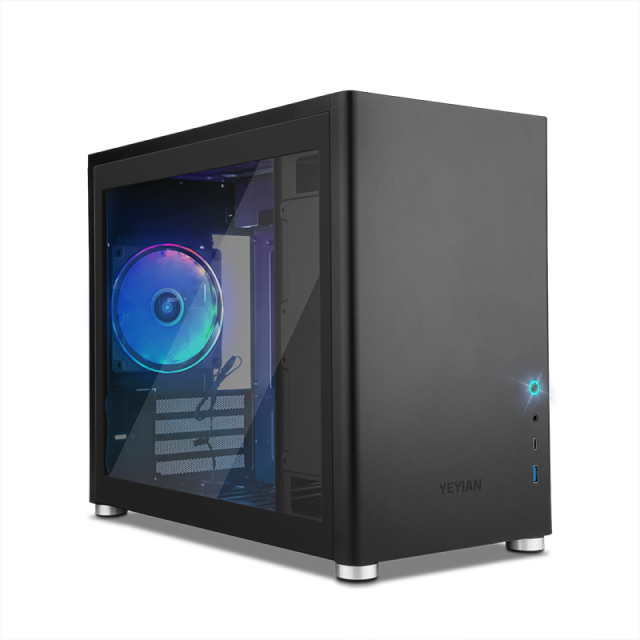 Gabinete Yeyian Hussar | Mini-Tower | Micro-ATX / Mini-ITX | USB 3.0 | 1 Ventilador Instalado | Sin Fuente | Negro | YCM-ATXAW-01